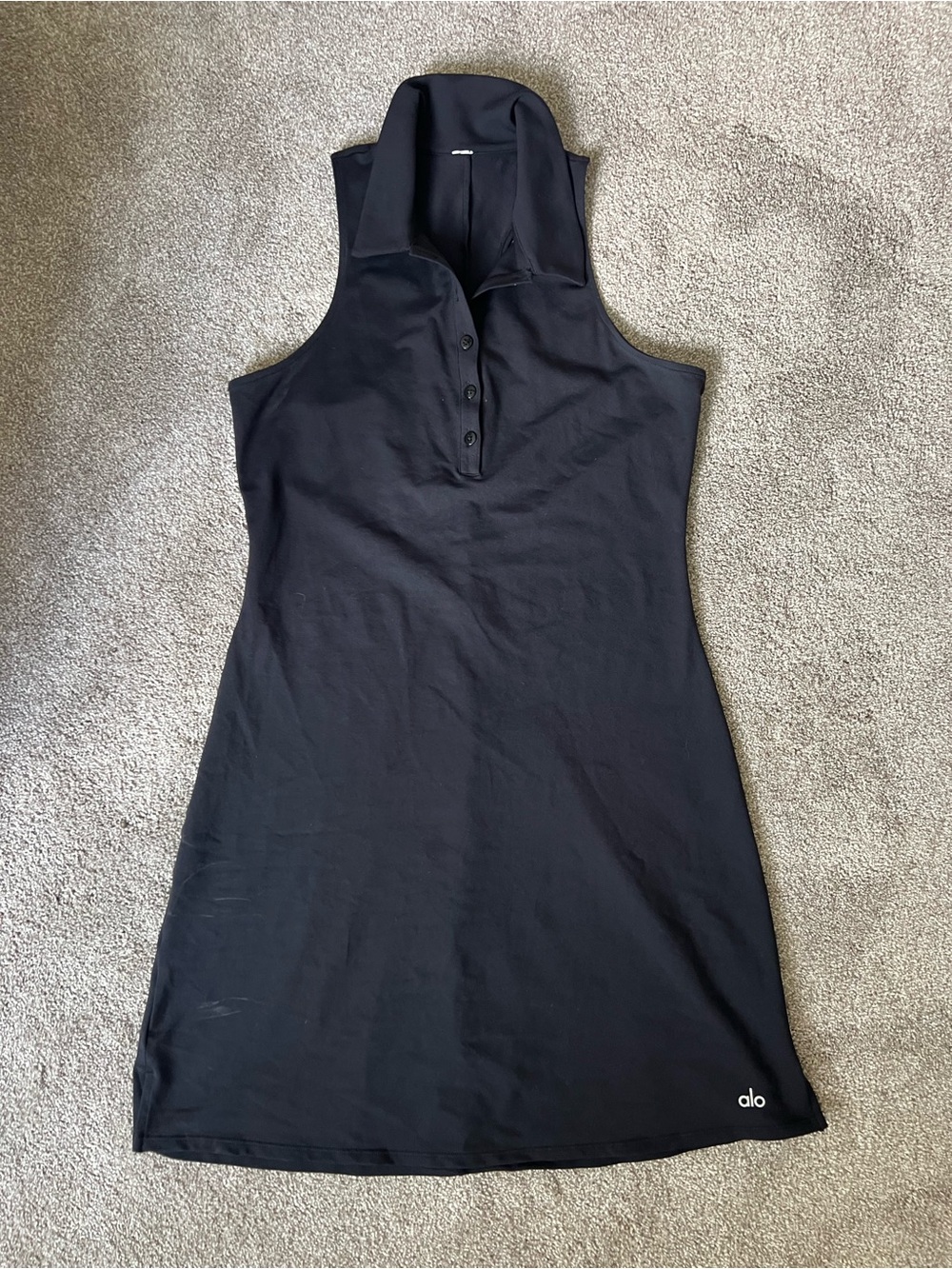 ALO Yoga Black Sleeveless Polo Mini Dress